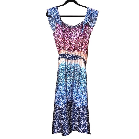 JULIA JORDAN JJ37939 A-Line Tie Waist Belt Multicolor Dot Midi Dress Size 8 NEW - Picture 4 of 11